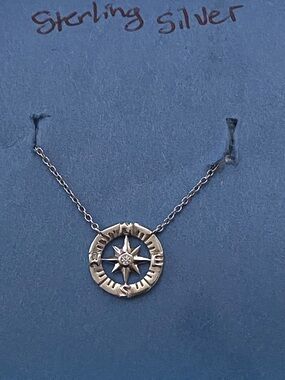 Compass Star Sterling Silver Necklace - sterling silver
